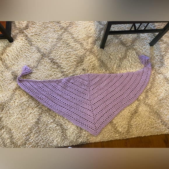 Women’s New Handmade Crochet Sparkly Purple Scarf and Shawl - Picture 2 of 6